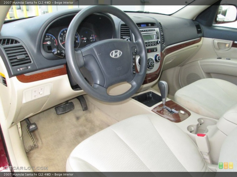 Beige Interior Prime Interior for the 2007 Hyundai Santa Fe GLS 4WD #89499100