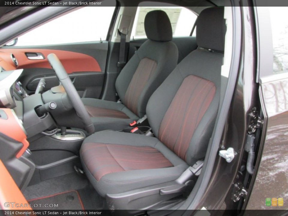 Jet Black/Brick Interior Front Seat for the 2014 Chevrolet Sonic LT Sedan #89533984