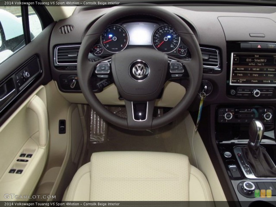 Cornsilk Beige Interior Steering Wheel for the 2014 Volkswagen Touareg V6 Sport 4Motion #89601143