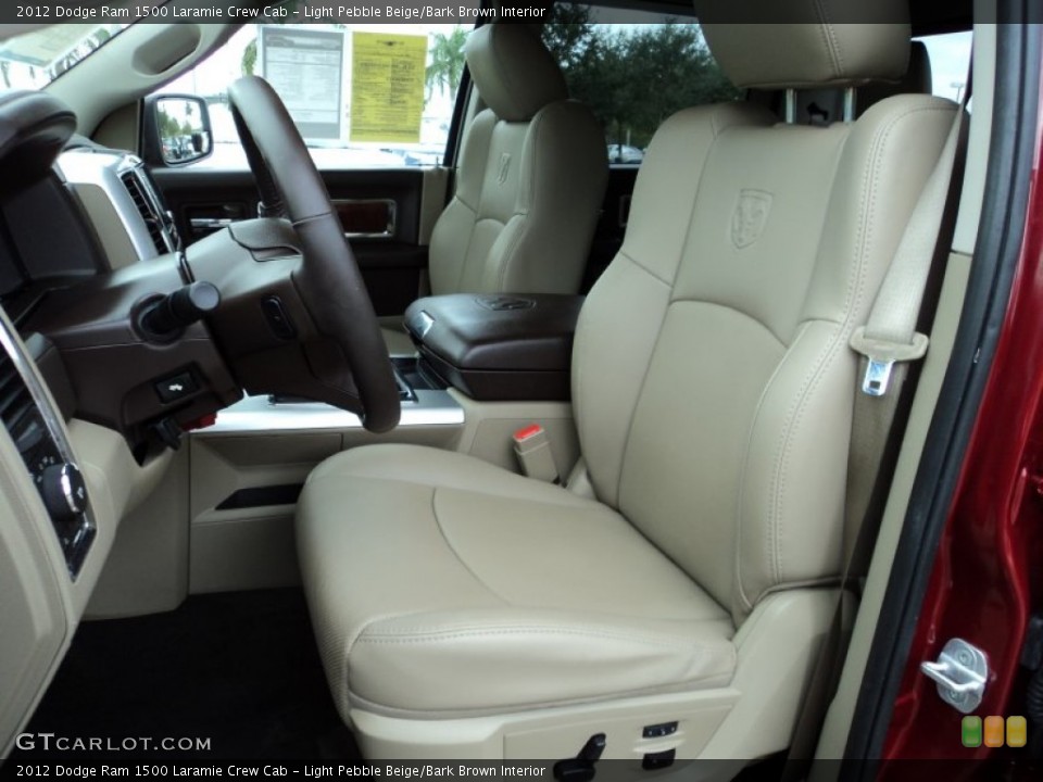 Light Pebble Beige/Bark Brown Interior Front Seat for the 2012 Dodge Ram 1500 Laramie Crew Cab #89616203