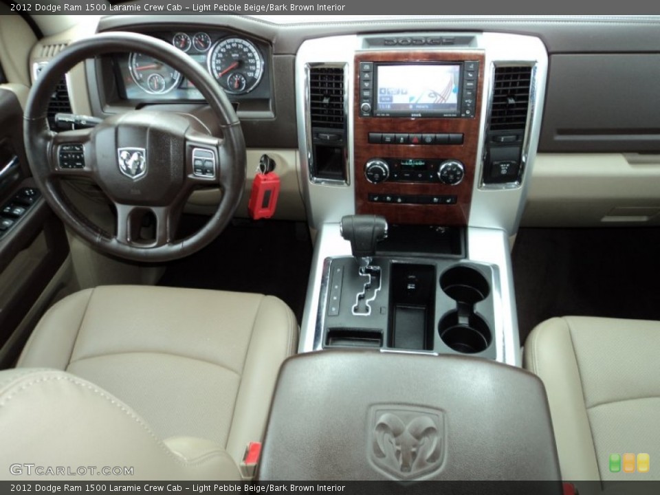 Light Pebble Beige/Bark Brown Interior Dashboard for the 2012 Dodge Ram 1500 Laramie Crew Cab #89616338