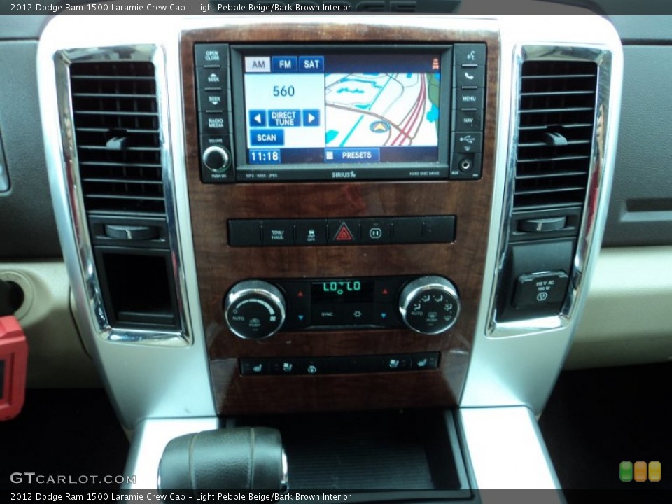 Light Pebble Beige/Bark Brown Interior Controls for the 2012 Dodge Ram 1500 Laramie Crew Cab #89616395