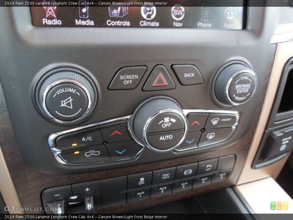 Canyon Brown/Light Frost Beige Interior Controls for the 2014 Ram 2500 Laramie Longhorn Crew Cab 4x4 #89619812