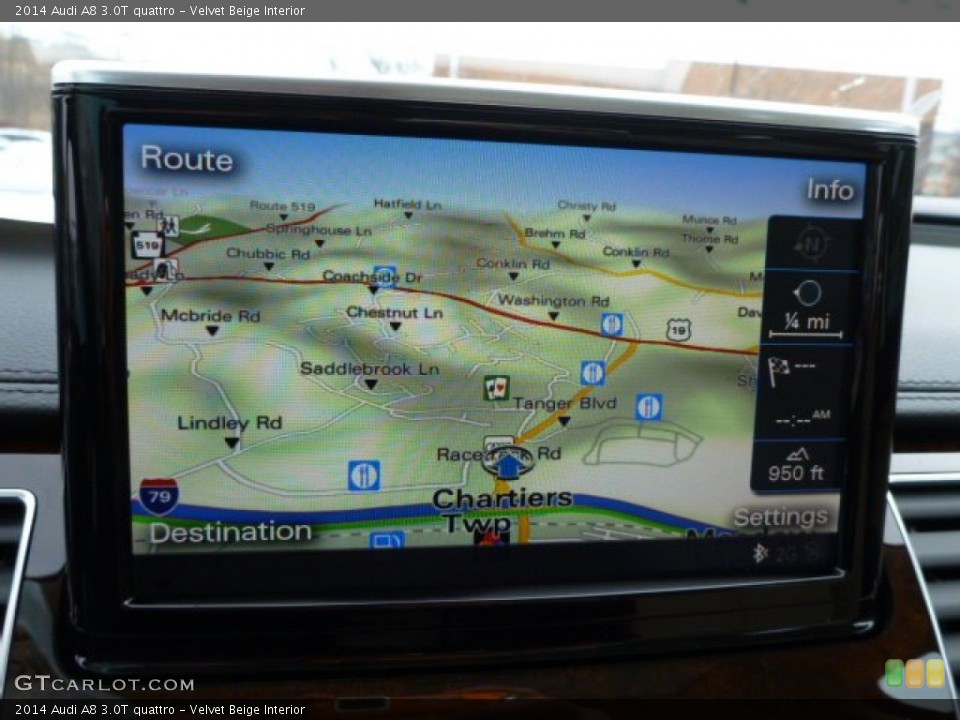 Velvet Beige Interior Navigation for the 2014 Audi A8 3.0T quattro #89624963