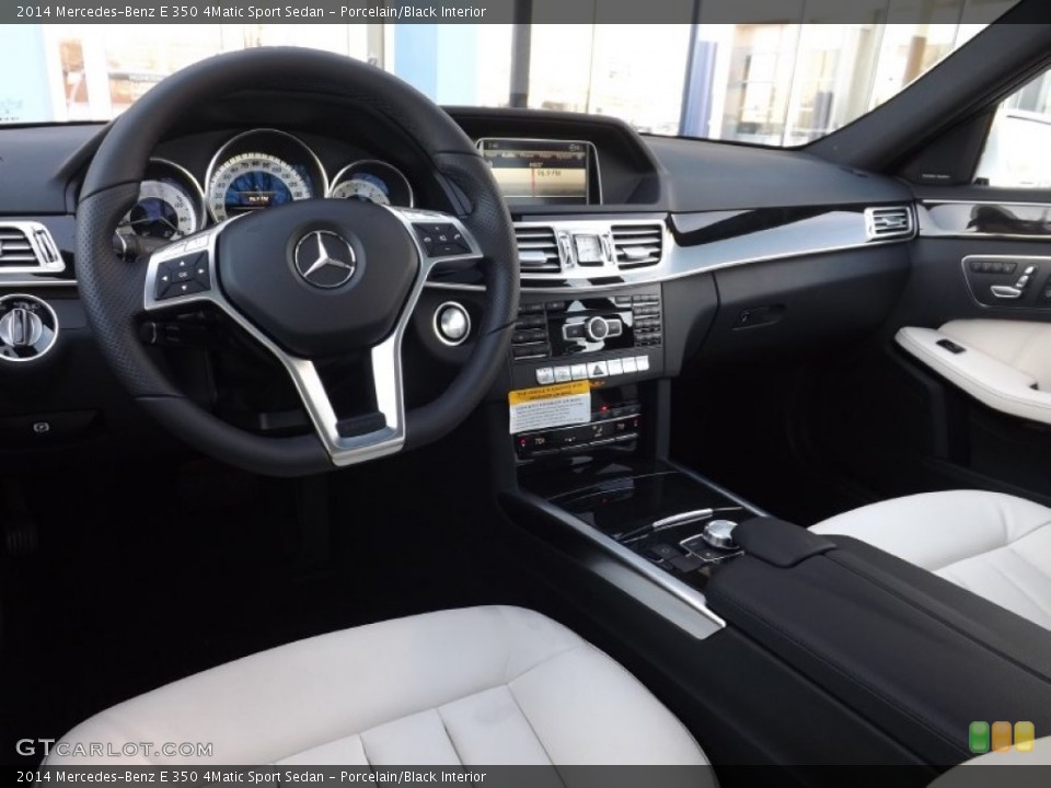 Porcelain/Black Interior Prime Interior for the 2014 Mercedes-Benz E 350 4Matic Sport Sedan #89665698