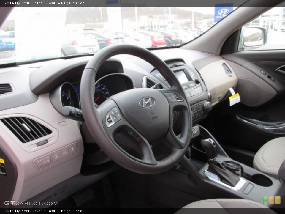Beige Interior Dashboard for the 2014 Hyundai Tucson SE AWD #89666367