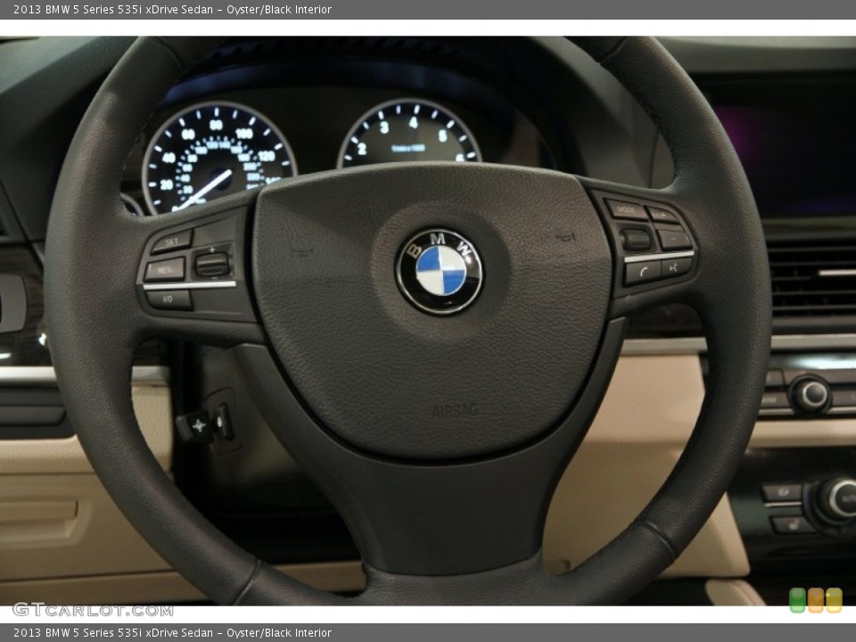 Oyster/Black Interior Steering Wheel for the 2013 BMW 5 Series 535i xDrive Sedan #89694477