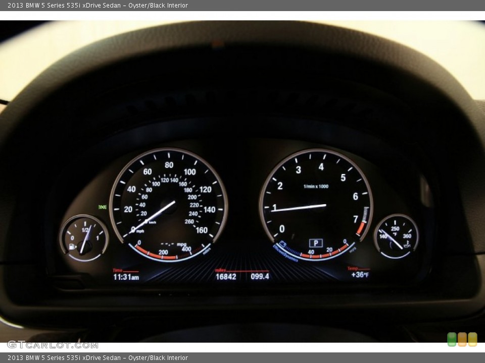 Oyster/Black Interior Gauges for the 2013 BMW 5 Series 535i xDrive Sedan #89694495