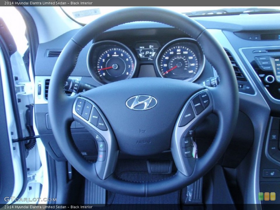 Black Interior Steering Wheel for the 2014 Hyundai Elantra Limited Sedan #89742271