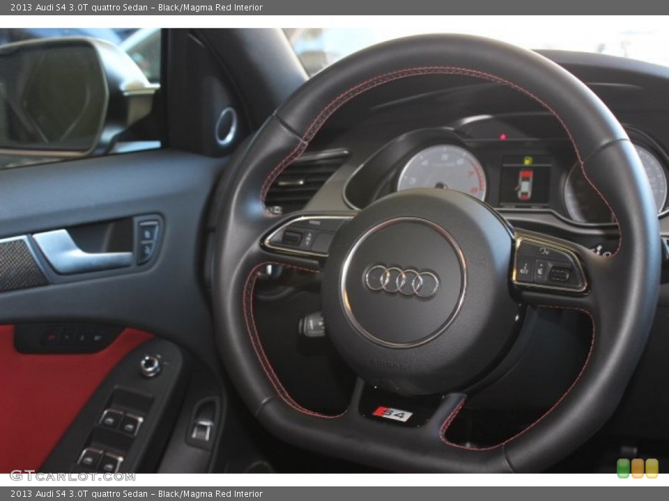 Black/Magma Red Interior Steering Wheel for the 2013 Audi S4 3.0T quattro Sedan #89761084