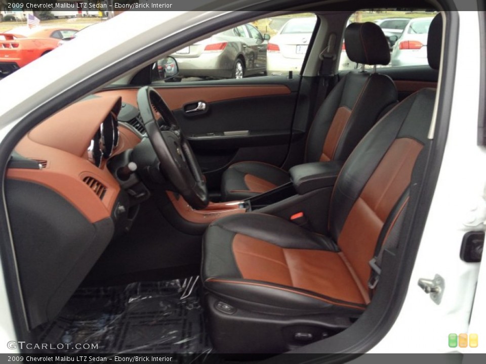 Ebony/Brick Interior Front Seat for the 2009 Chevrolet Malibu LTZ Sedan #89787737