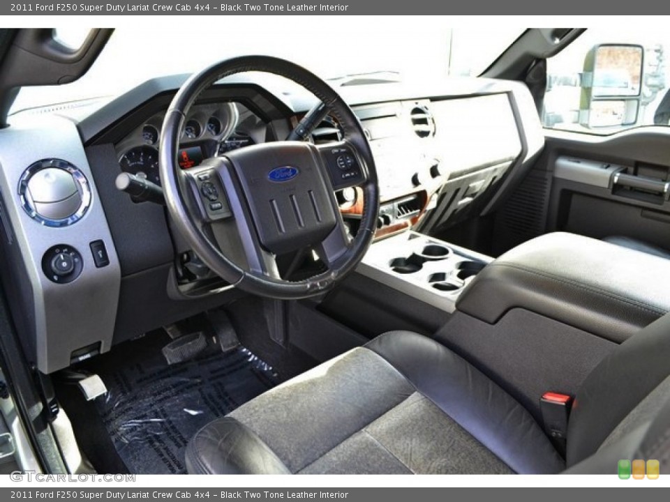 Black Two Tone Leather Interior Prime Interior for the 2011 Ford F250 Super Duty Lariat Crew Cab 4x4 #89792974