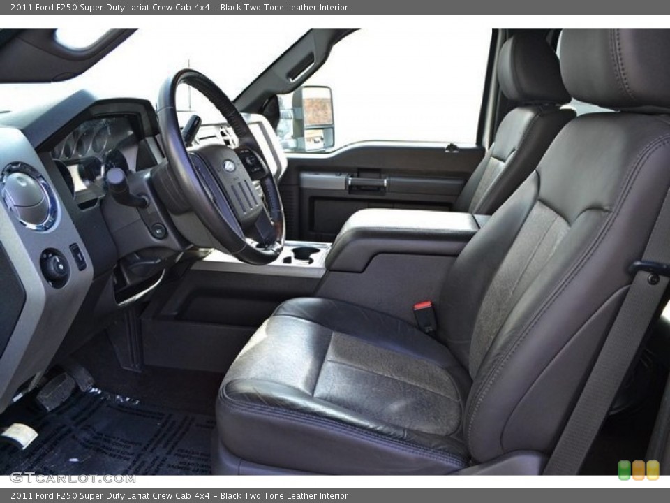 Black Two Tone Leather Interior Front Seat for the 2011 Ford F250 Super Duty Lariat Crew Cab 4x4 #89792999