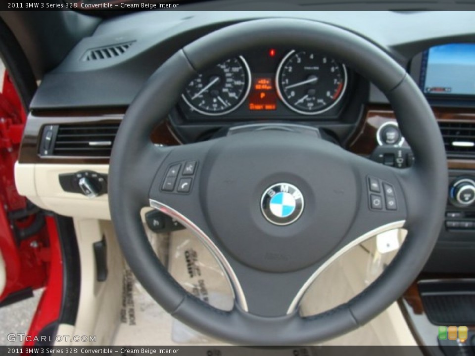 Cream Beige Interior Steering Wheel for the 2011 BMW 3 Series 328i Convertible #89889901