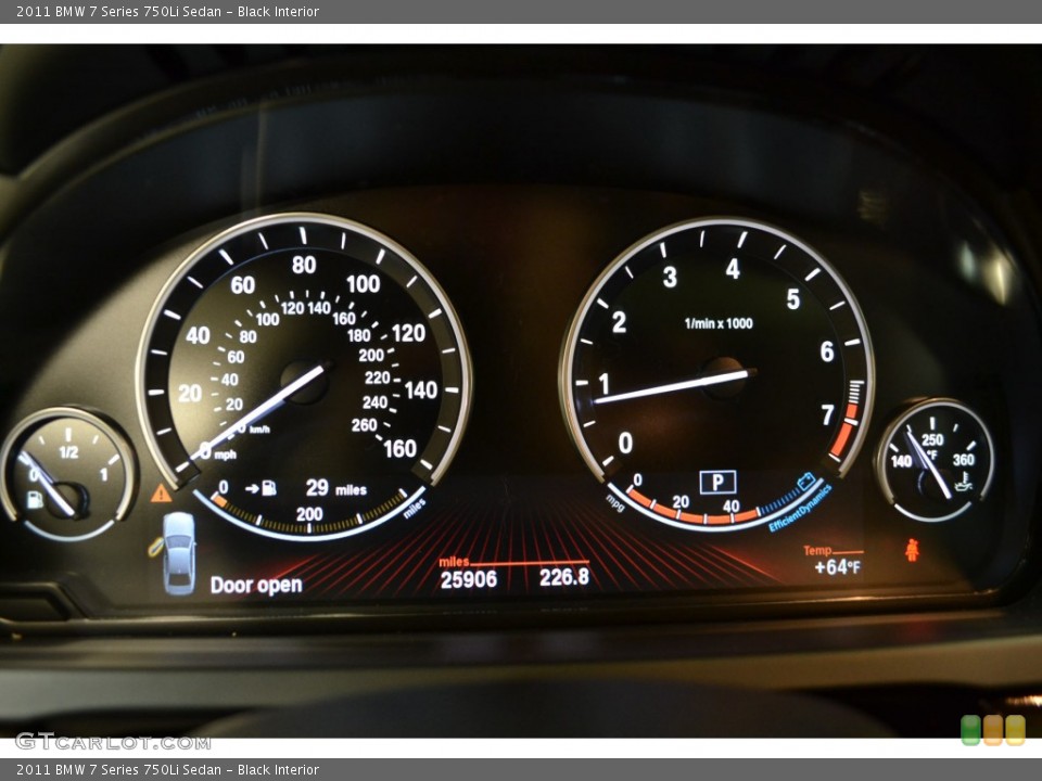 Black Interior Gauges for the 2011 BMW 7 Series 750Li Sedan #89919615