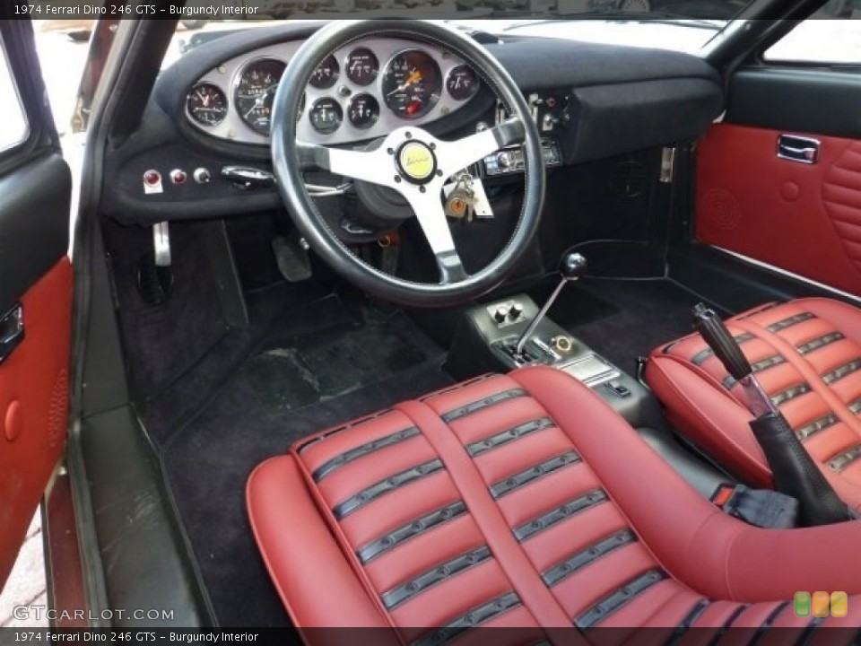 Burgundy 1974 Ferrari Dino Interiors