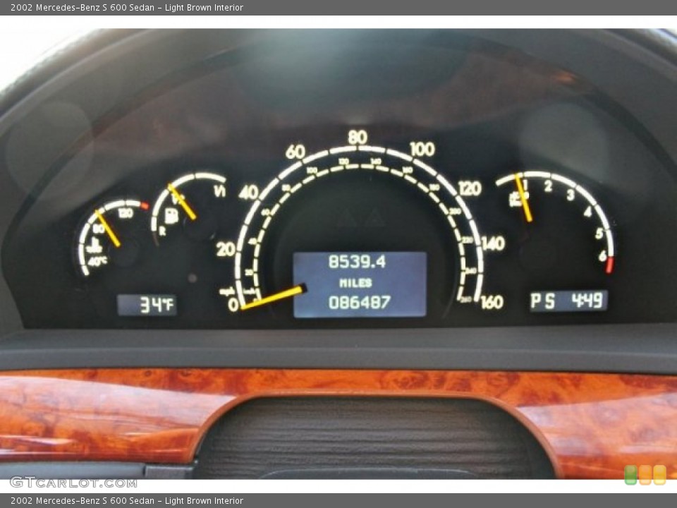 Light Brown Interior Gauges for the 2002 Mercedes-Benz S 600 Sedan #90011393
