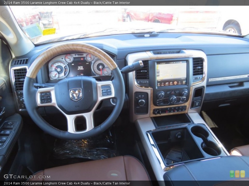 Black/Cattle Tan Interior Dashboard for the 2014 Ram 3500 Laramie Longhorn Crew Cab 4x4 Dually #90022912