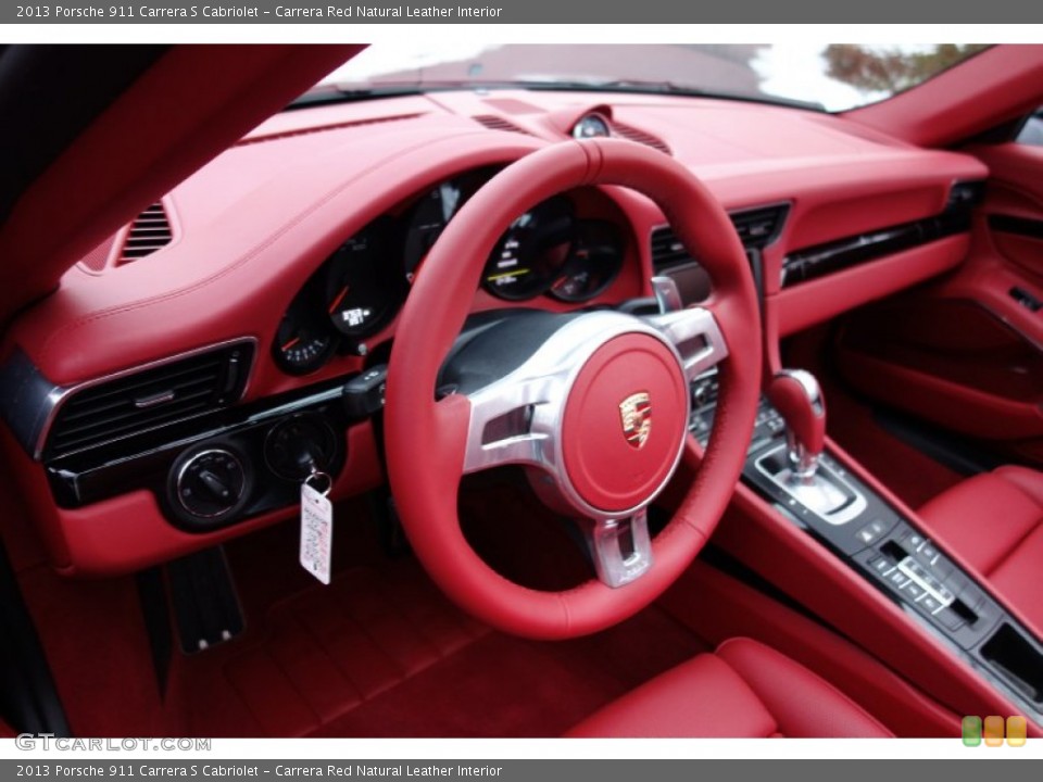 Carrera Red Natural Leather Interior Steering Wheel for the 2013 Porsche 911 Carrera S Cabriolet #90109022