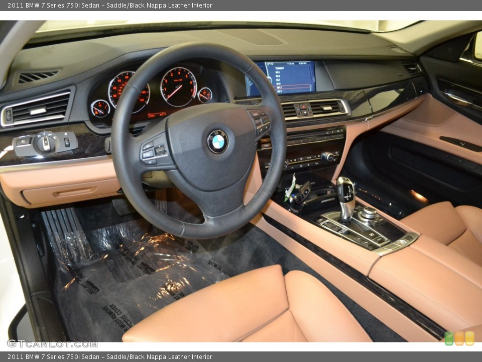 Saddle/Black Nappa Leather Interior Prime Interior for the 2011 BMW 7 Series 750i Sedan #90112437