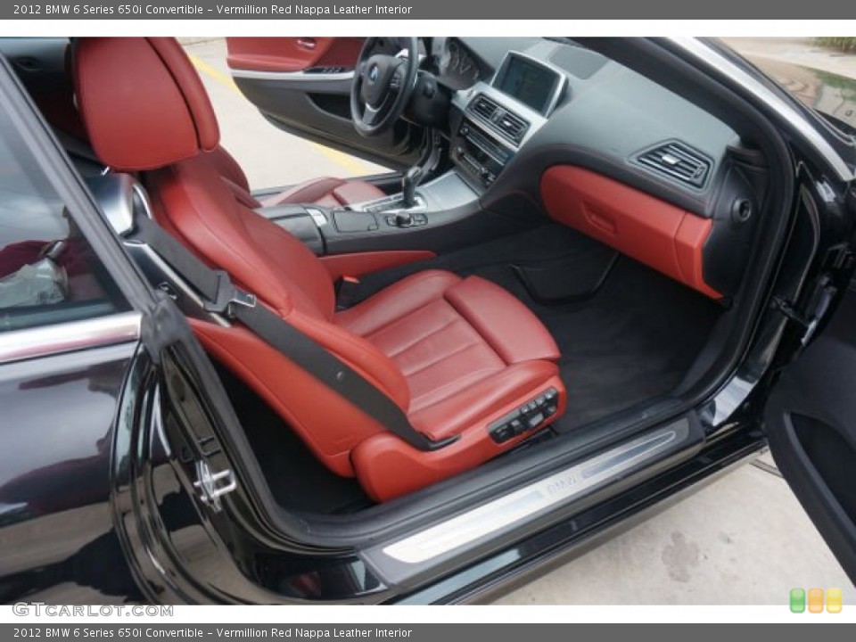 Vermillion Red Nappa Leather Interior Front Seat for the 2012 BMW 6 Series 650i Convertible #90125944