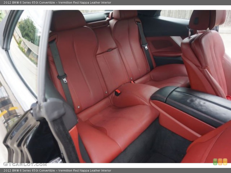 Vermillion Red Nappa Leather Interior Rear Seat for the 2012 BMW 6 Series 650i Convertible #90125968