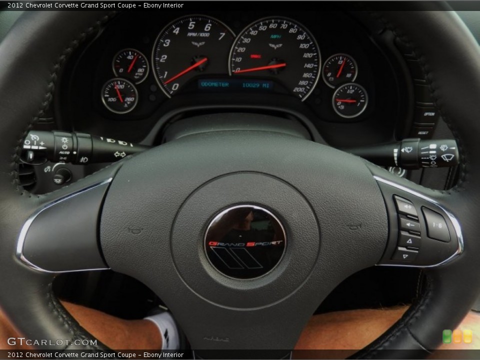 Ebony Interior Steering Wheel for the 2012 Chevrolet Corvette Grand Sport Coupe #90130111