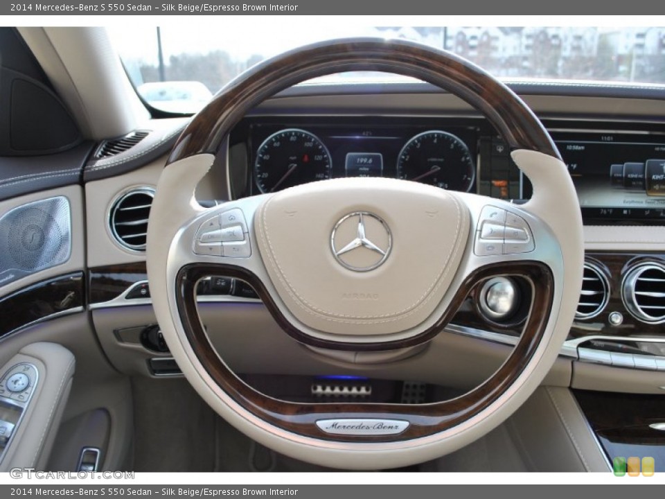 Silk Beige/Espresso Brown Interior Steering Wheel for the 2014 Mercedes-Benz S 550 Sedan #90177895