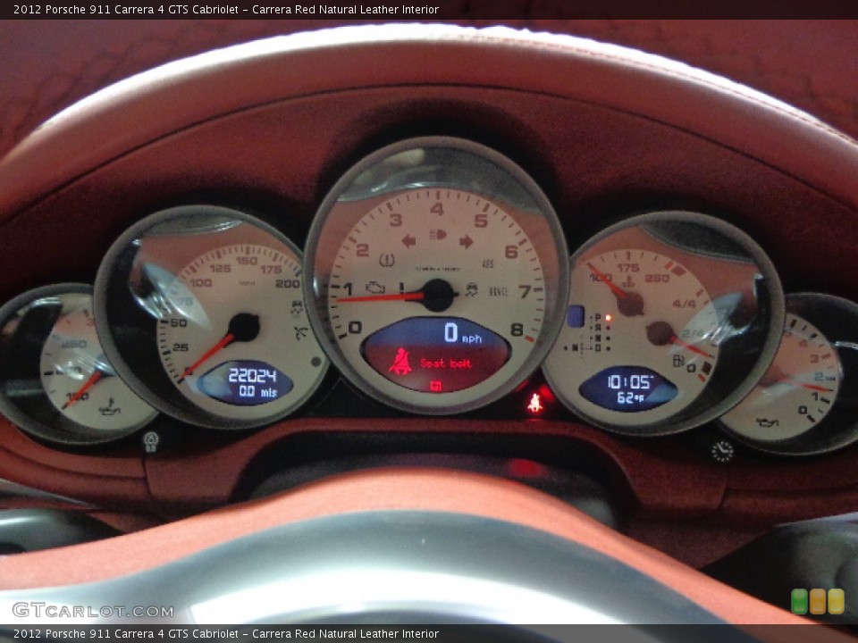 Carrera Red Natural Leather Interior Gauges for the 2012 Porsche 911 Carrera 4 GTS Cabriolet #90192902