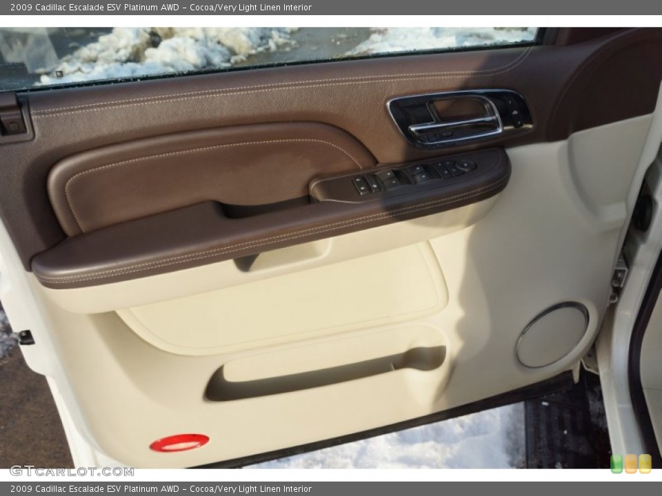Cocoa/Very Light Linen Interior Door Panel for the 2009 Cadillac Escalade ESV Platinum AWD #90323954