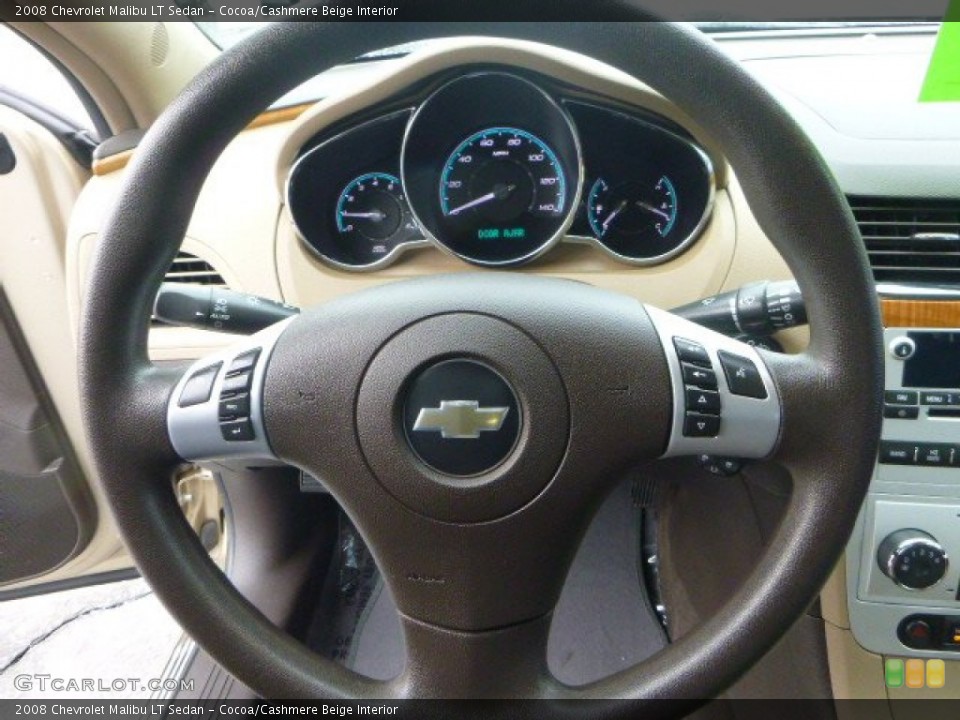 Cocoa/Cashmere Beige Interior Steering Wheel for the 2008 Chevrolet Malibu LT Sedan #90333369