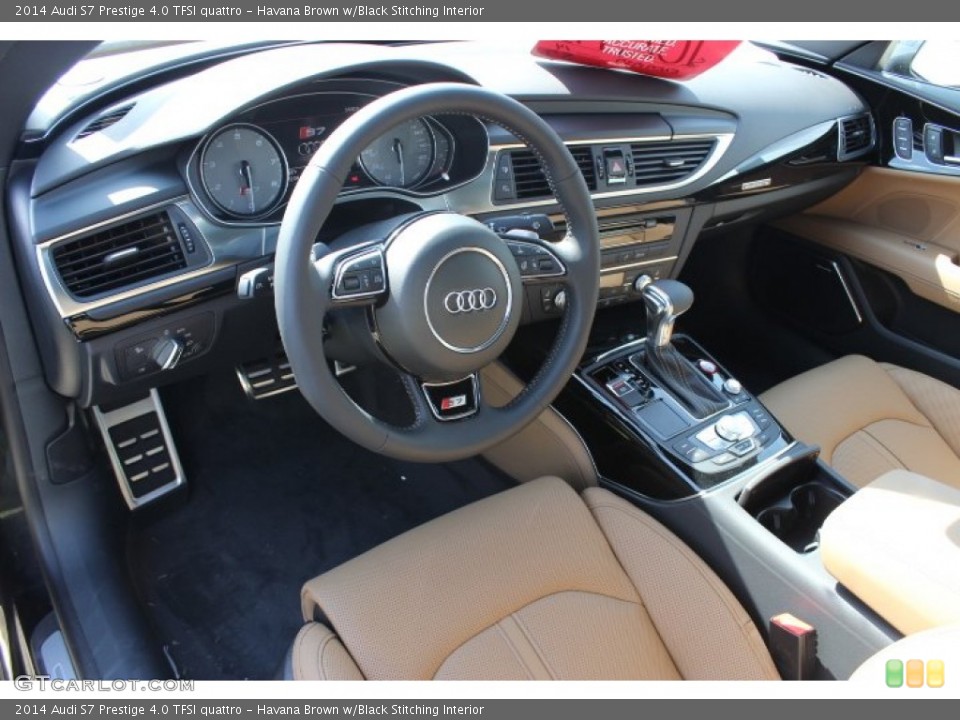Havana Brown w/Black Stitching Interior Photo for the 2014 Audi S7 Prestige 4.0 TFSI quattro #90338321