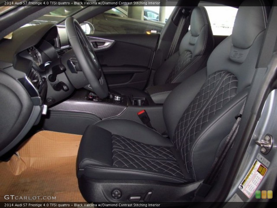 Black Valcona w/Diamond Contrast Stitching Interior Front Seat for the 2014 Audi S7 Prestige 4.0 TFSI quattro #90343712