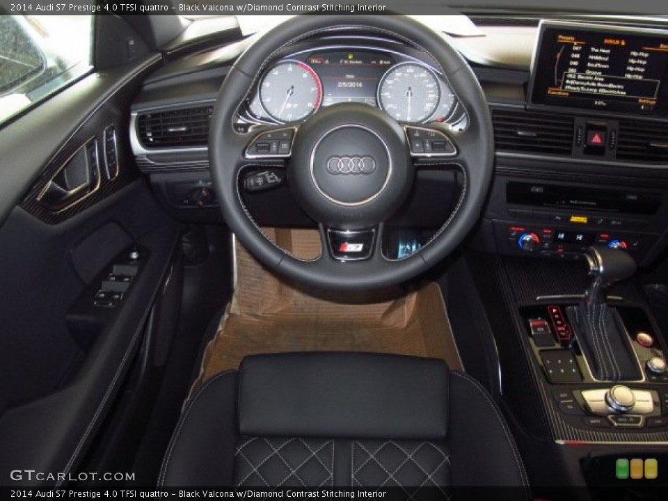 Black Valcona w/Diamond Contrast Stitching Interior Steering Wheel for the 2014 Audi S7 Prestige 4.0 TFSI quattro #90343775