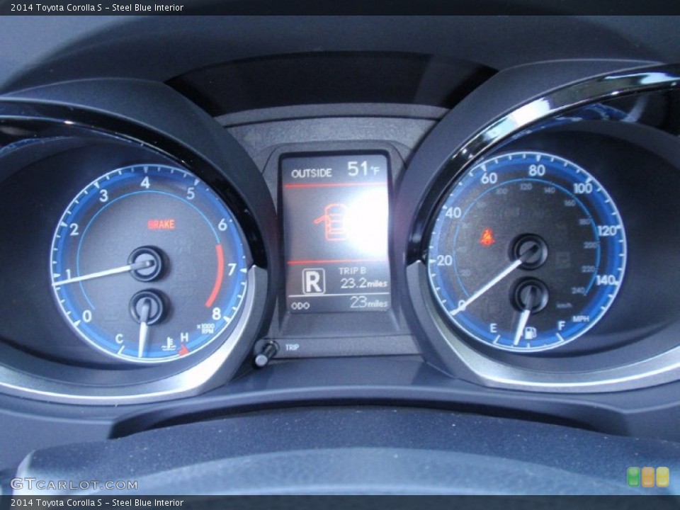 Steel Blue Interior Gauges for the 2014 Toyota Corolla S #90359536