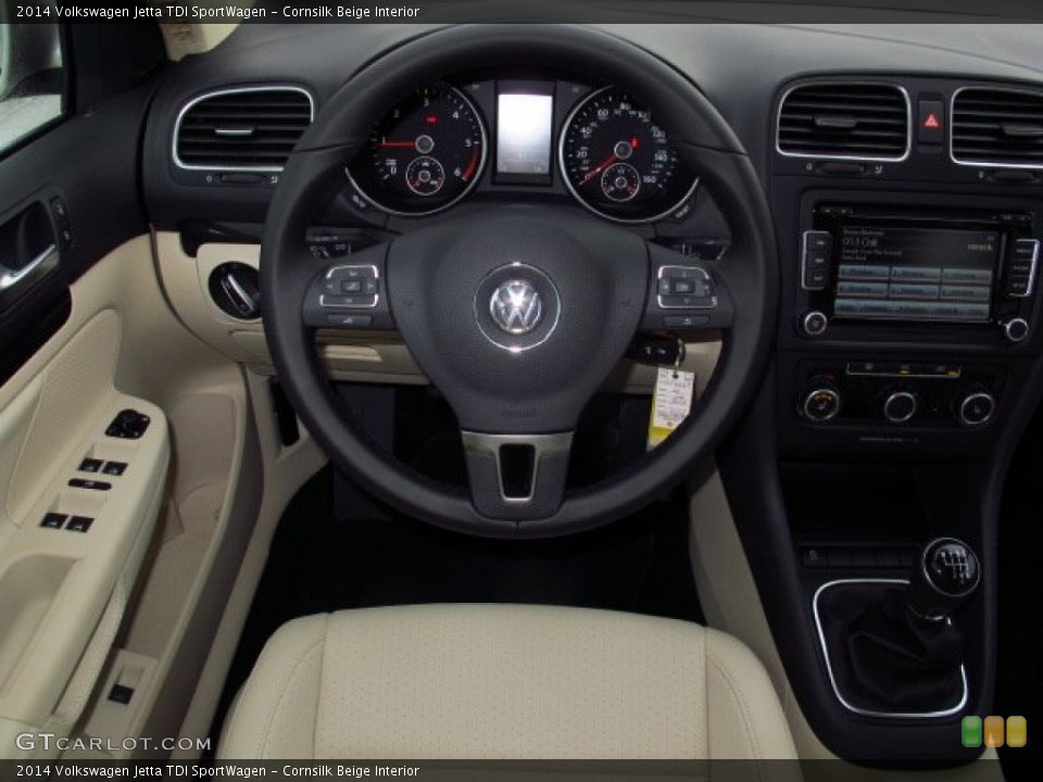 Cornsilk Beige Interior Dashboard for the 2014 Volkswagen Jetta TDI SportWagen #90365790