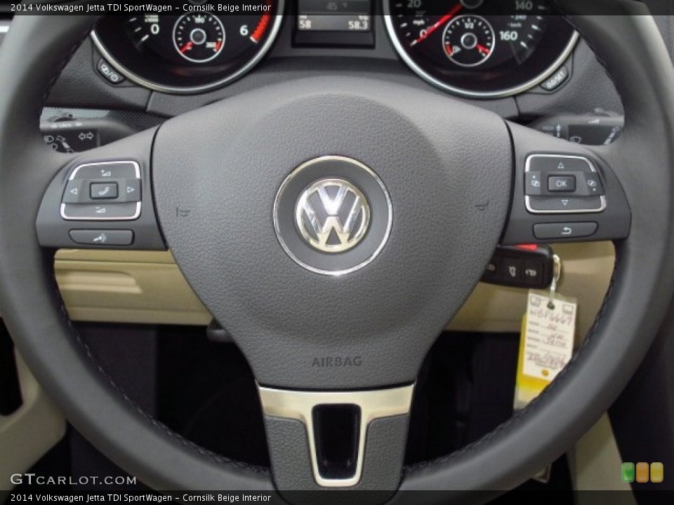 Cornsilk Beige Interior Steering Wheel for the 2014 Volkswagen Jetta TDI SportWagen #90365870