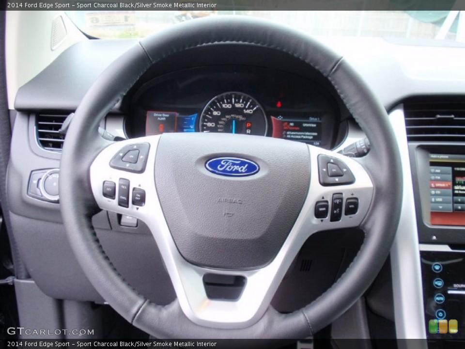 Sport Charcoal Black/Silver Smoke Metallic Interior Steering Wheel for the 2014 Ford Edge Sport #90411682