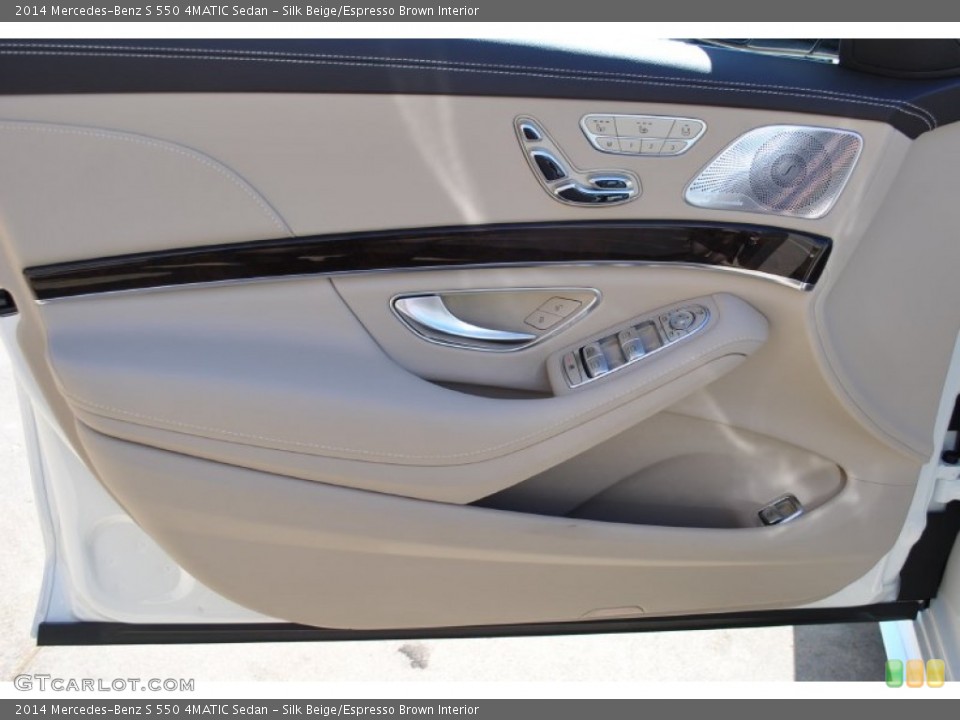 Silk Beige/Espresso Brown Interior Door Panel for the 2014 Mercedes-Benz S 550 4MATIC Sedan #90536177