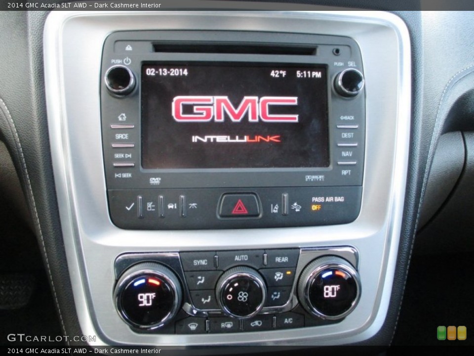 Dark Cashmere Interior Controls for the 2014 GMC Acadia SLT AWD #90587704