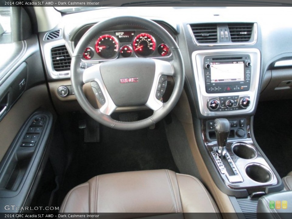 Dark Cashmere Interior Dashboard for the 2014 GMC Acadia SLT AWD #90587947