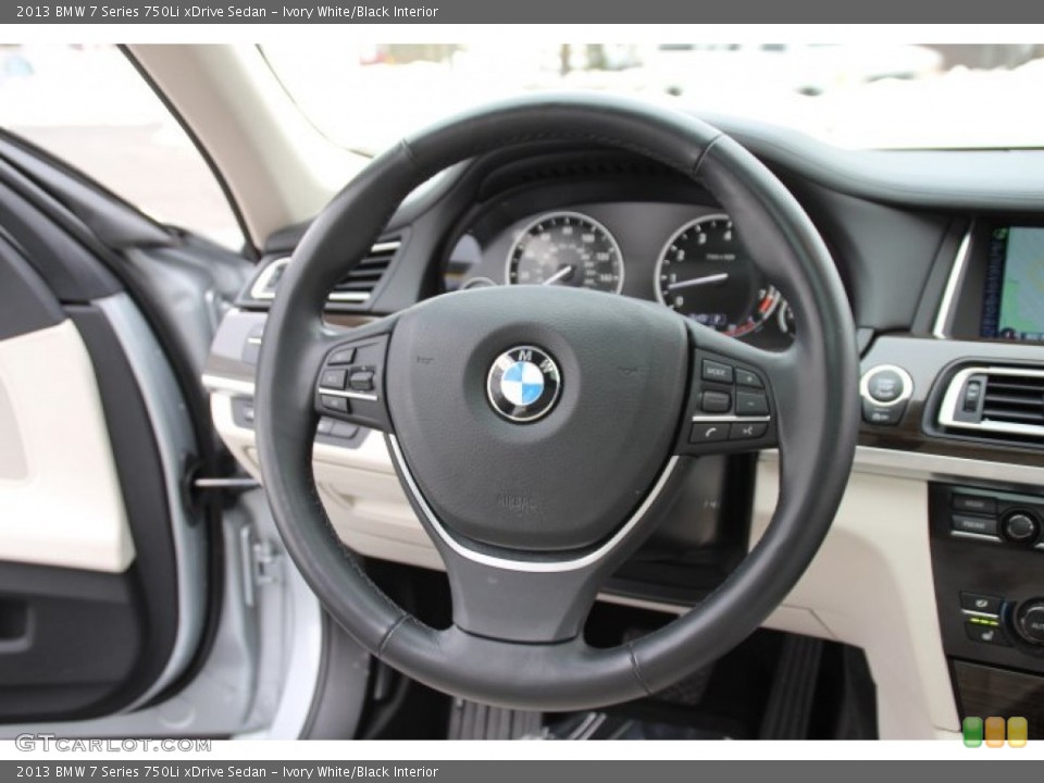 Ivory White/Black Interior Steering Wheel for the 2013 BMW 7 Series 750Li xDrive Sedan #90700510