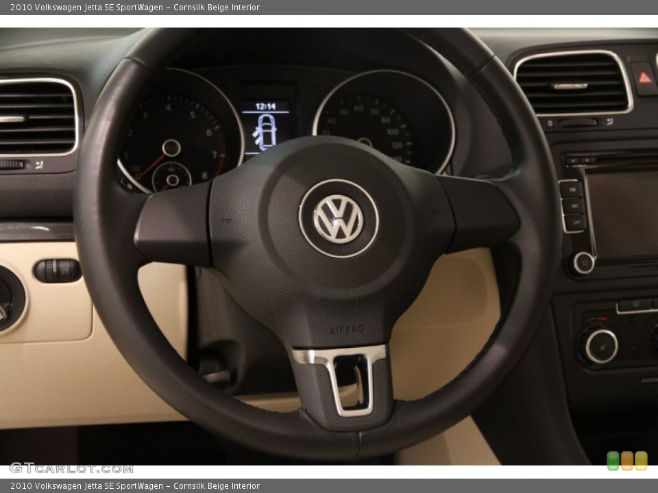 Cornsilk Beige Interior Steering Wheel for the 2010 Volkswagen Jetta SE SportWagen #90757599