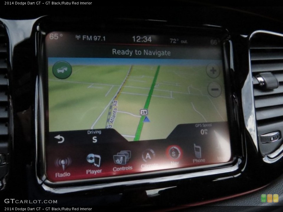 GT Black/Ruby Red Interior Navigation for the 2014 Dodge Dart GT #90758013