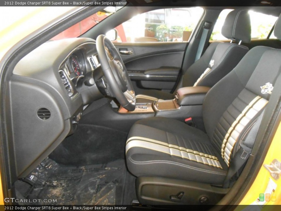 Black/Super Bee Stripes Interior Front Seat for the 2012 Dodge Charger SRT8 Super Bee #90766800