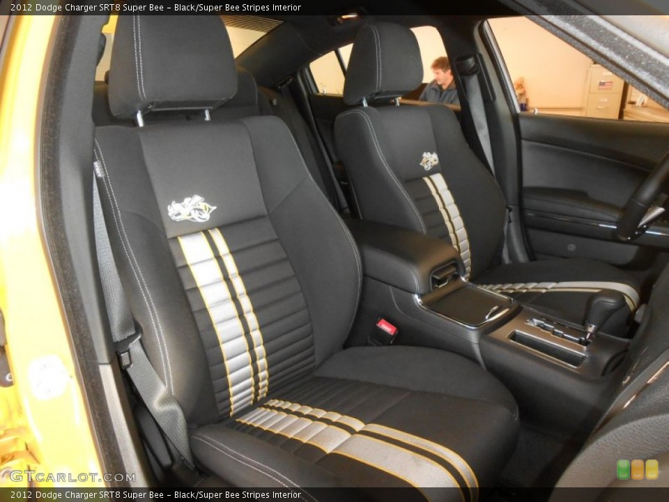 Black/Super Bee Stripes Interior Front Seat for the 2012 Dodge Charger SRT8 Super Bee #90766895