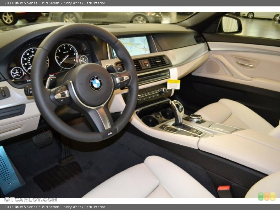 Ivory White/Black Interior Prime Interior for the 2014 BMW 5 Series 535d Sedan #90777030