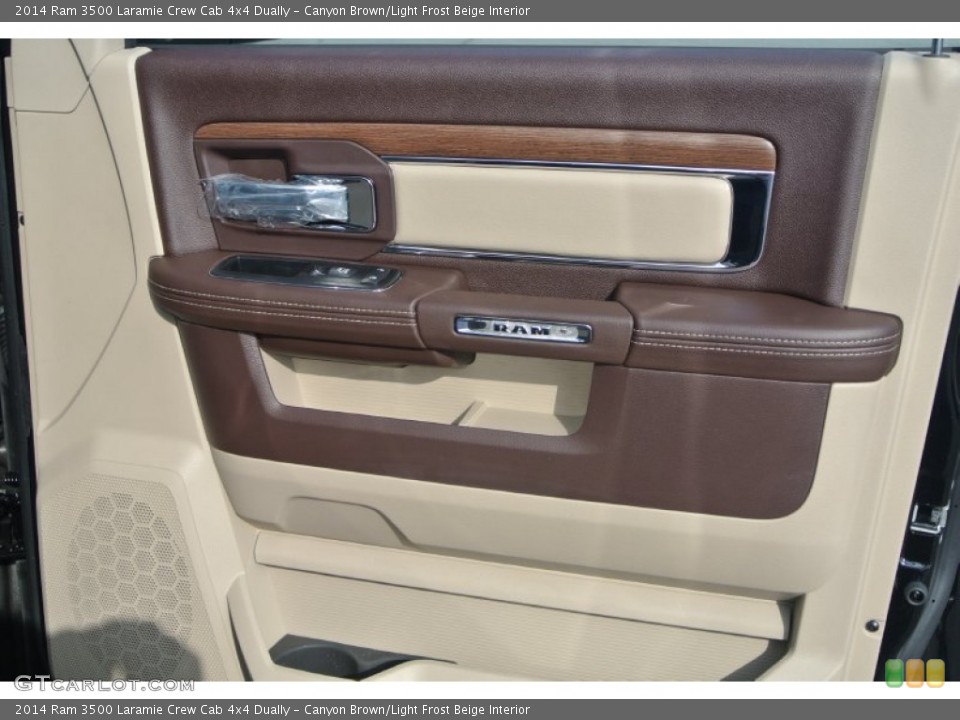 Canyon Brown/Light Frost Beige Interior Door Panel for the 2014 Ram 3500 Laramie Crew Cab 4x4 Dually #90816525