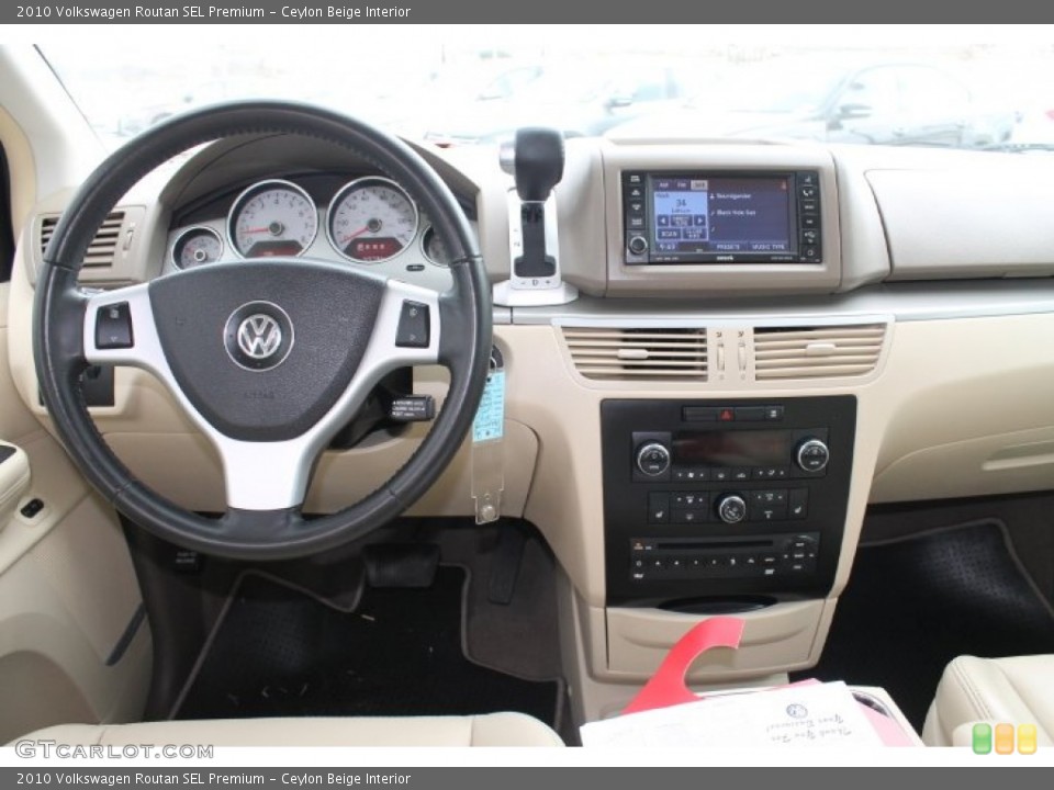 Ceylon Beige Interior Dashboard for the 2010 Volkswagen Routan SEL Premium #90838228