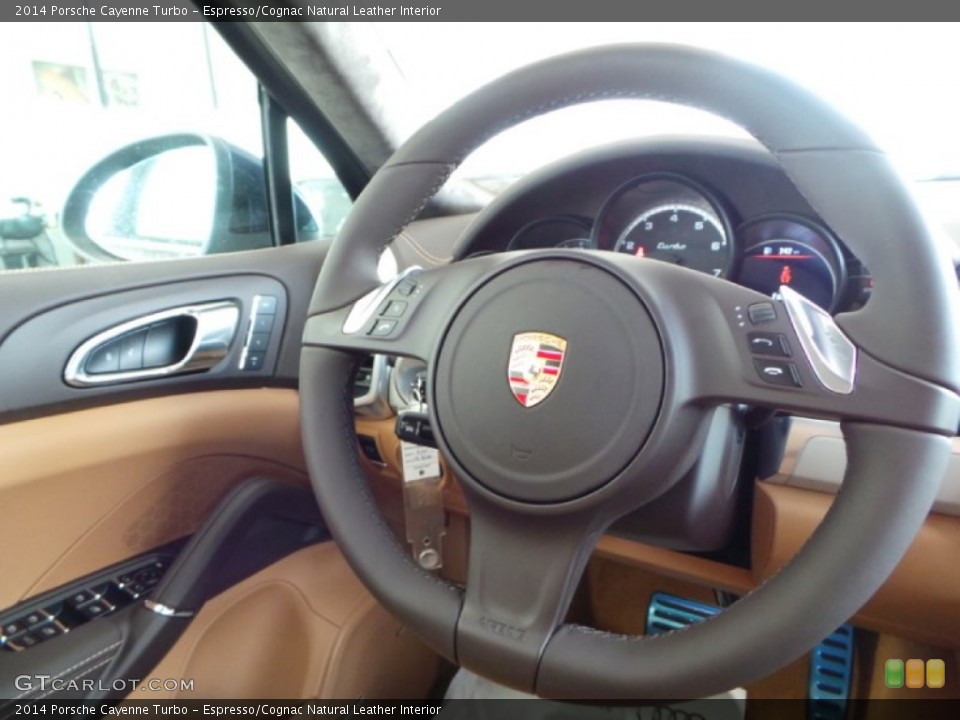 Espresso/Cognac Natural Leather Interior Steering Wheel for the 2014 Porsche Cayenne Turbo #90839884